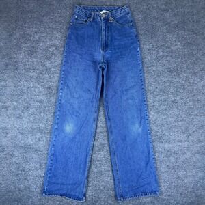 Lyn Around Designer Blue Denim High Waisted Wide Leg Jeans Womens Heart Pockets
